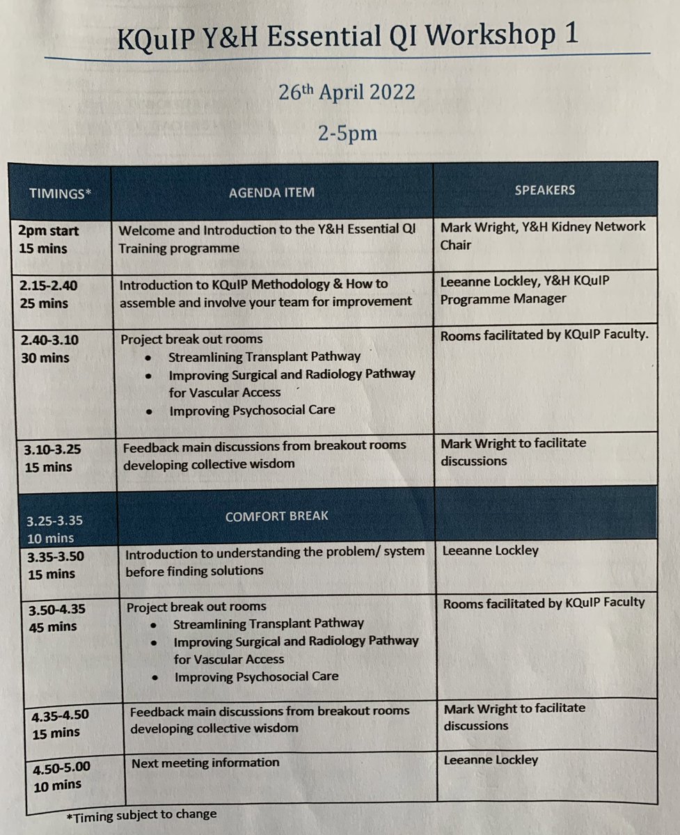 ThinkKidneys's tweet photo. The #KQuIP team are looking forward to supporting and shaping the #QI projects in Yorks &Humber.
Tomorrow is Workshop 1 in delivering the #10StepsInQI
#KQuIPYH @UKKidney https://t.co/wdgVQNfXk9