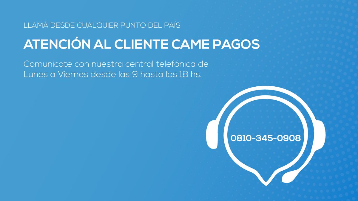 Si necesitás atención personalizada podés comunicarte al 𝟎𝟖𝟏𝟎-𝟑𝟒𝟓-𝟎𝟗𝟎𝟖 📞

𝘐𝘔𝘗𝘖𝘙𝘛𝘈𝘕𝘛𝘌: ¡Podés llamar desde cualquier punto del país con costo de llamada Local!

𝘊𝘈𝘔𝘌 𝘗𝘈𝘎𝘖𝘚, 𝘌𝘚𝘛𝘈𝘔𝘖𝘚 𝘋𝘌 𝘛𝘜 𝘓𝘈𝘋𝘖
<a href="/redcame/">CAME</a>