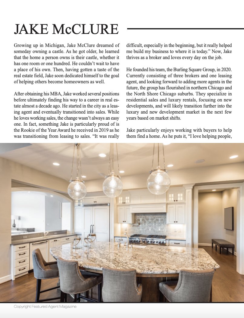 FultonGrace's tweet photo. One of FG's top agents, Jake McClure of Burling Square Group was selected as Featured Agent Magazine's cover star, slated for late summer. A truly inspiring dialog, amazing work, Jake! #FindingHomeTogether https://t.co/g26pRr5hPa