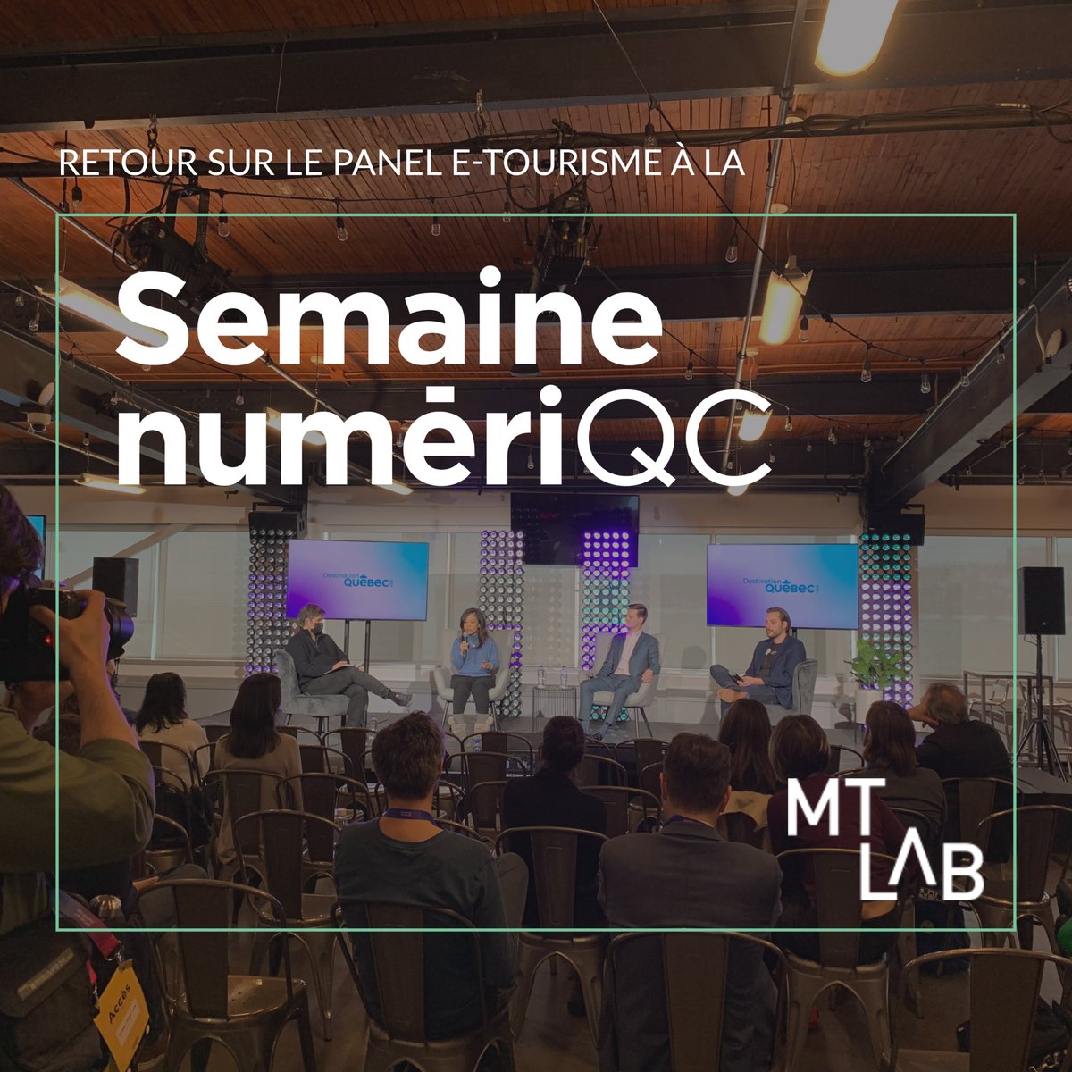 Retour sur le panel e-tourisme 📣
Le MT Lab a eu la chance de présenter un panel sur l'innovation en tourisme en compagnie de nos startups incubées et Alumni lors du Rassemblement E-Tourisme! Cet événement fut un vrai succès ⚡️
Restez à l'affût pour de prochains événements!
