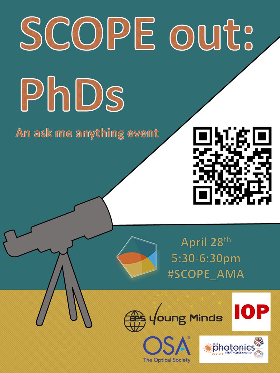 Interested in doing a PhD? Or have you just been accepted and want to find out about PhD life? Then come along to SCOPEs event this Thursday on zoom, ask anonymous questions and pick our panels brains!

THURSDAY APRIL 28TH @ 5.30PM ON ZOOM 
Sign up: app.sli.do/event/whZKLuBb…