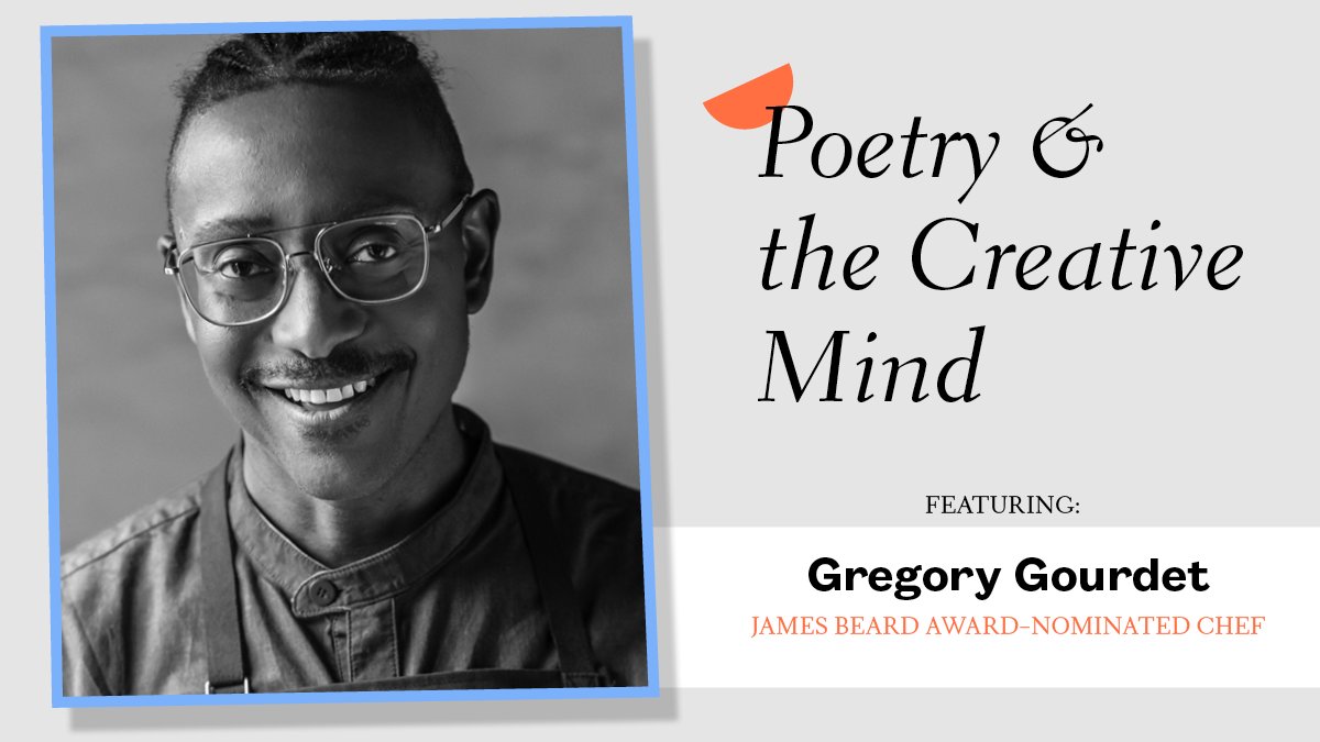 Are you a <a href="/BravoTopChef/">Bravo Top Chef</a> fan? Then don't miss Gregory Gourdet <a href="/GG30000/">Gregory Gourdet</a>, who'll share poems from the virtual stage @ this year's Poetry &amp; the Creative Mind reading &amp; #NationalPoetryMonth celebration. RSVP free &amp; attend the live broadcast on 4/28 @ 7:30pm ET: bit.ly/PCM22