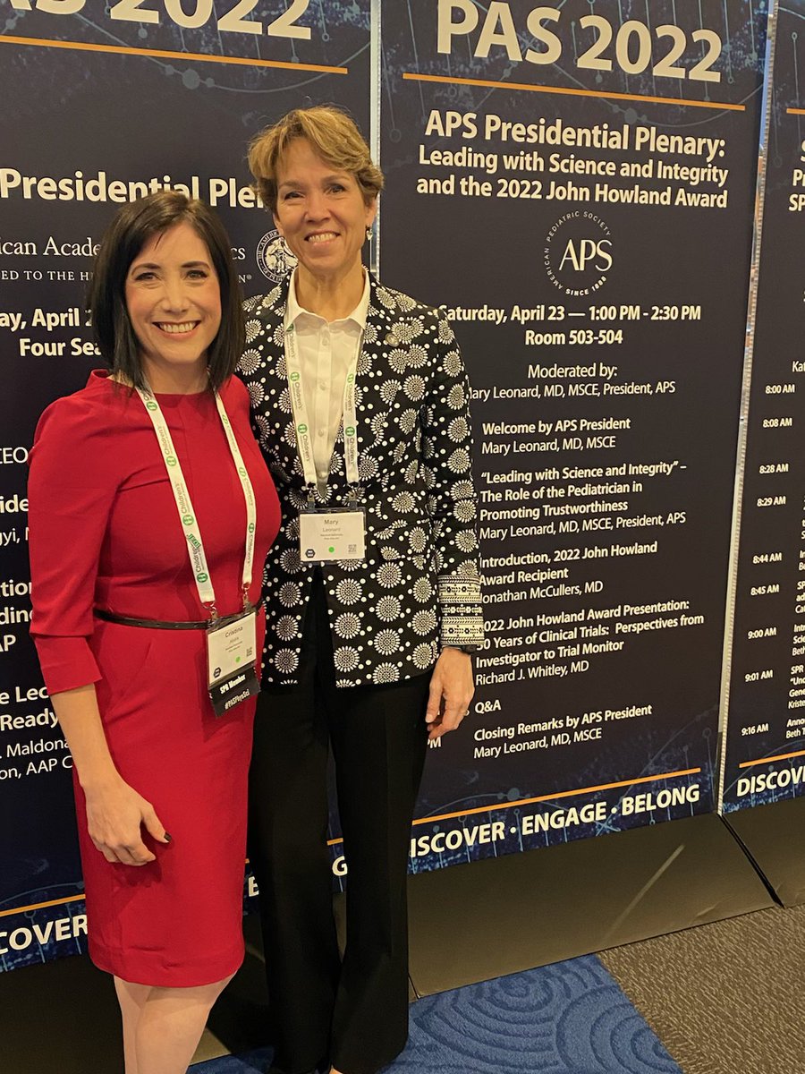Current @AmerPedSociety president Dr. Mary Leonard & incoming @SocPedResearch president Dr. Cristina Alvira at #PAS2022 in Denver!