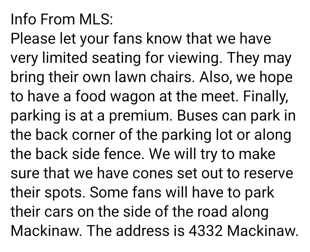 More info for the meet today