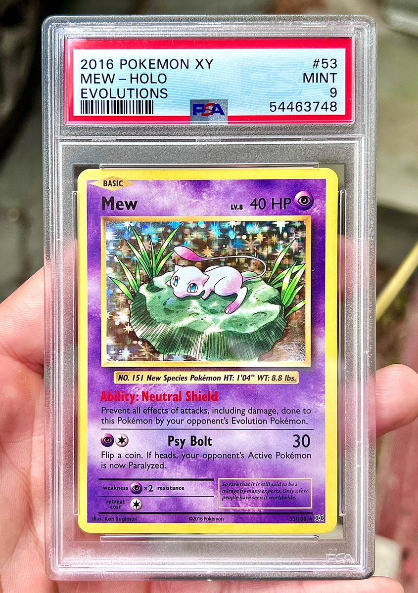 TokyoPitBuLL's tweet photo. Giving away this PSA 9 -  Mew holo from XY Evolutions

Just retweet this tweet 

Winner picked Monday 5/2 🖤 https://t.co/iPISvHu68d