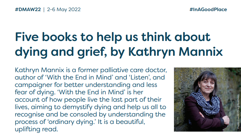 DyingMatters's tweet photo. "The most challenging of human experiences have always been featured in storytelling."

As part of #DMAW resources for libraries, @drkathrynmannix
recommends 5 books that think about dying and grief: https://t.co/KcJpwyMzej https://t.co/qxxjwMm7IS