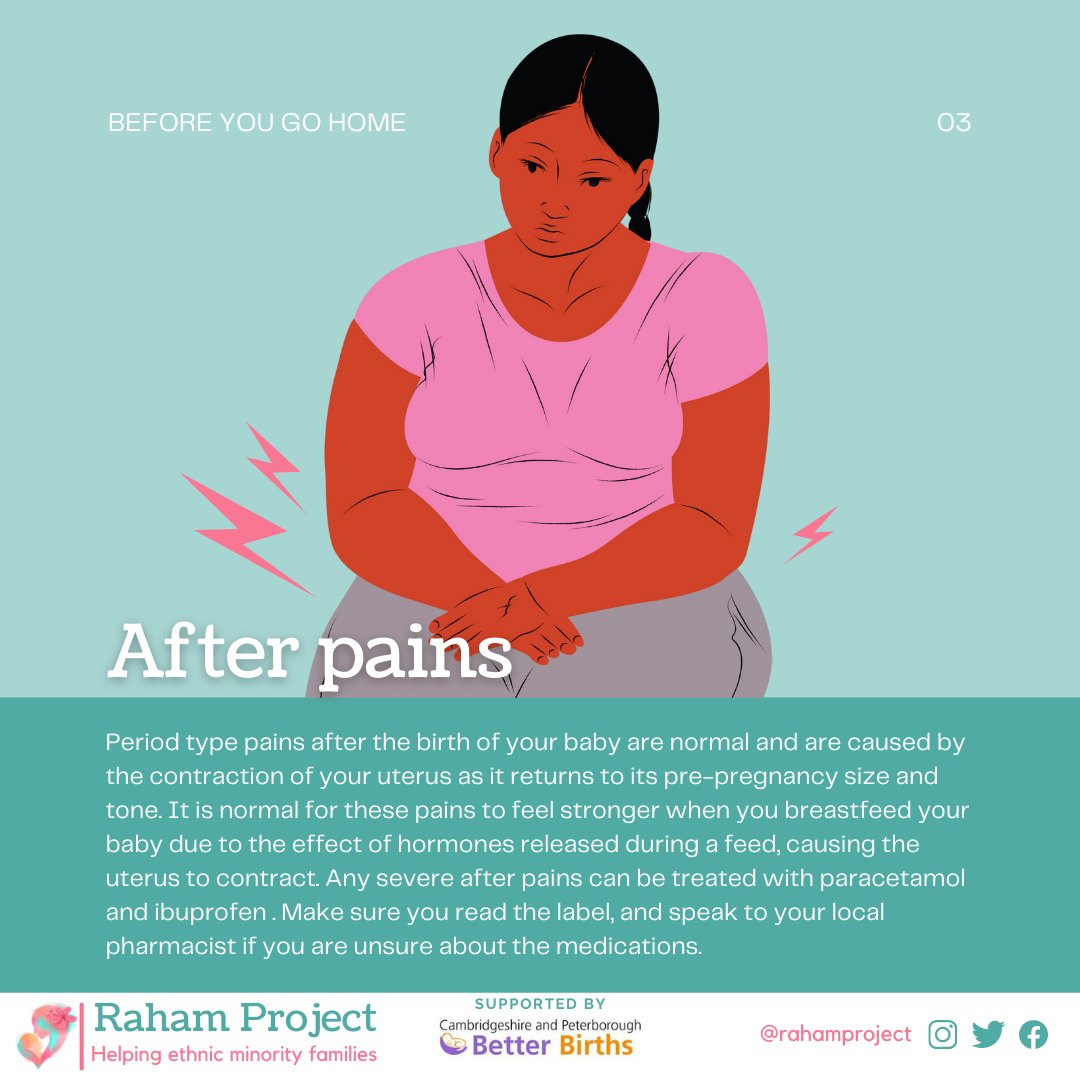RahamProject's tweet photo. Whether you have given birth at home, a birth centre or a obstetric led unit, your midwives will:
• Perform several checks on you 
• arrange any medication you may need 
• check how well your baby is feeding and talk through the things you
in the postpartum period. https://t.co/YFj8lp5BBy