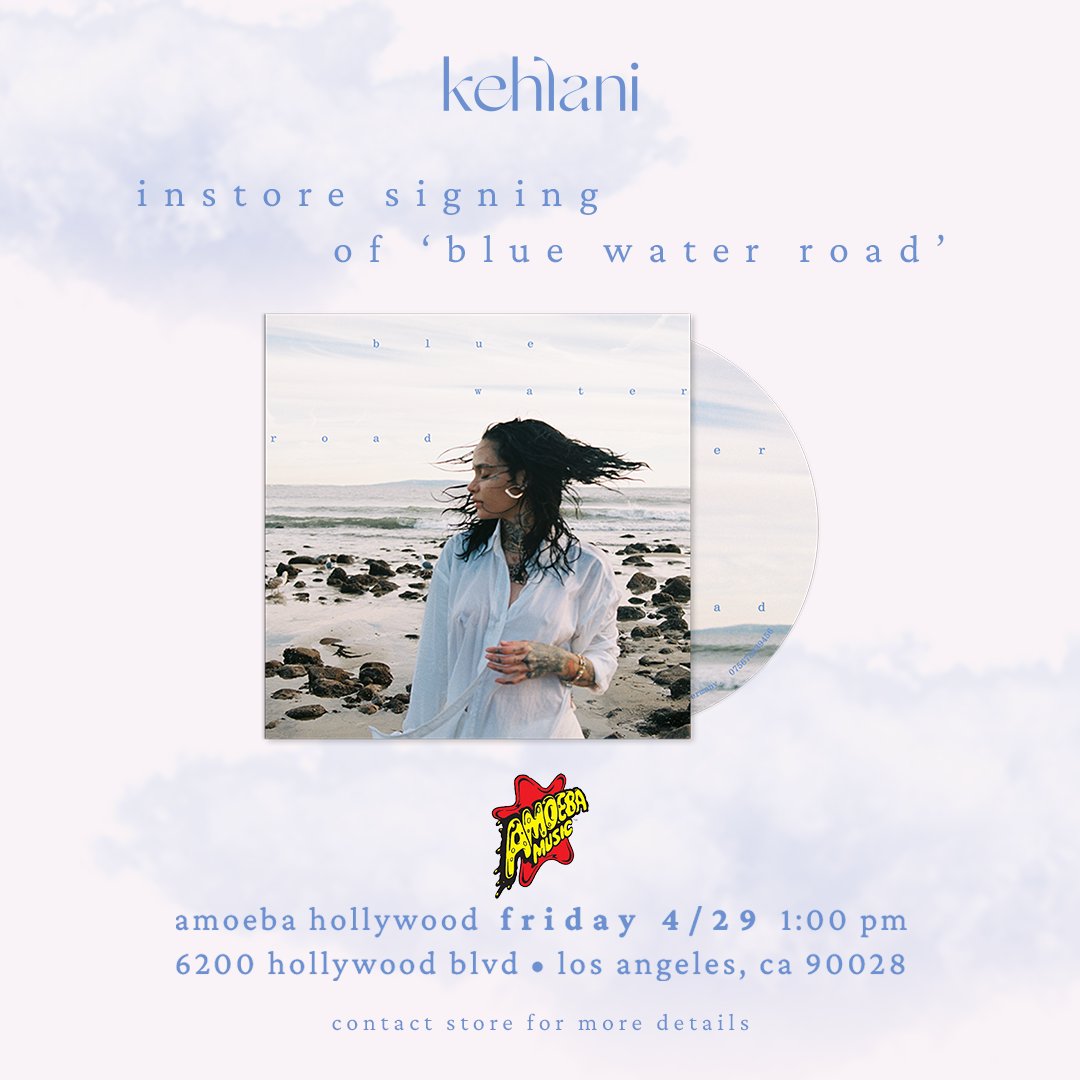 JUST ADDED: <a href="/Kehlani/">Kehlani</a> is meeting fans and signing her new CD at Amoeba Hollywood this Friday, April 29 at 1pm!!

To attend this event, purchase "blue water road" in-store only at Amoeba starting at 11am on 4/29. Space is limited!

Full event details: bit.ly/3kb0kLP