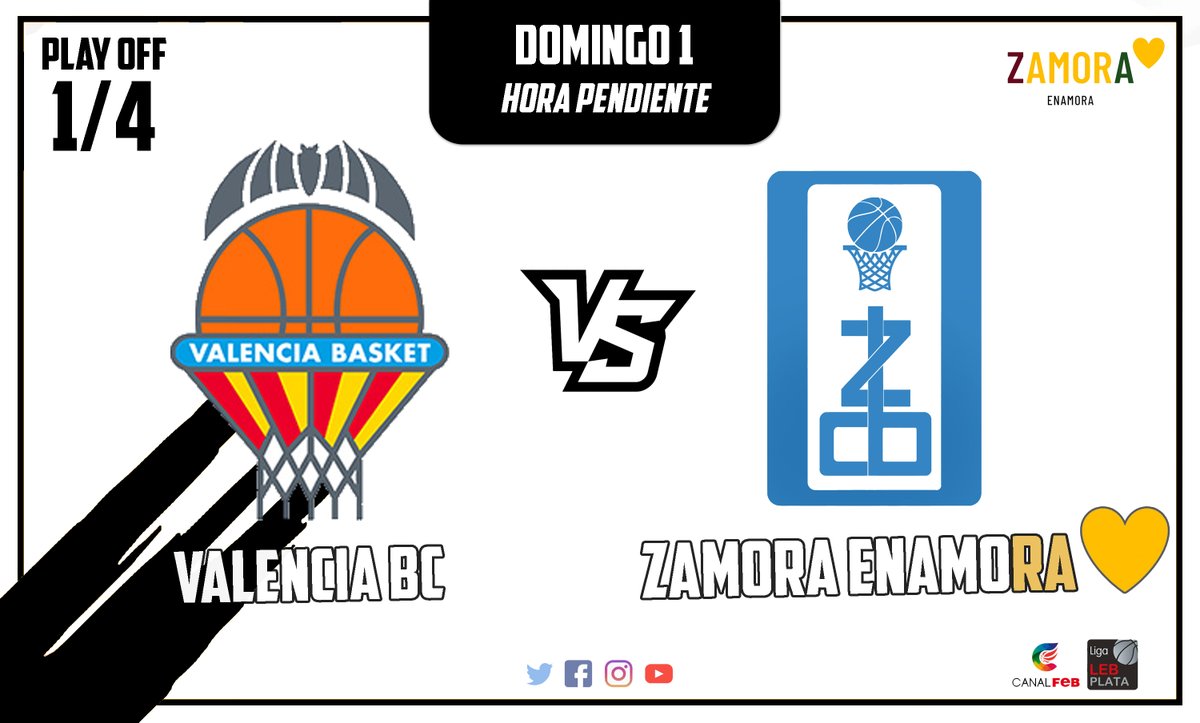 ClubBZAMORA's tweet photo. ¡Este #Domingo comenzamos los #CuartosdeFinal en #Valencia! 🔥

Pase lo que pase, el Sábado 7  nos traemos el #PlayOff y el #FactorCancha a nuestra casa ¿Contamos con vosotr@s? ¡Claro que si!

👉IDA: Dom. 1 (hora pendiente) (#Valencia)
👉 VUELTA: Sáb. 7 (hora pendiente) (#Zamora) https://t.co/TLtlStv6mP