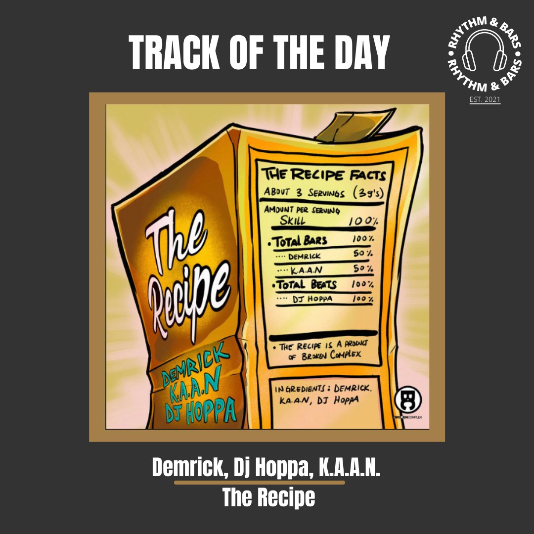 RhythmandBars's tweet photo. TRACK OF THE DAY 🎧

@IamDEMRICK dropped some new heat on Friday with his new track The Recipe featuring @DJHoppa and @KAANLIFEMUSIC 💥

Don't sleep on this one! 

#Demrick #TheRecipe #TOTD #NewMusic https://t.co/OBH64sasTv