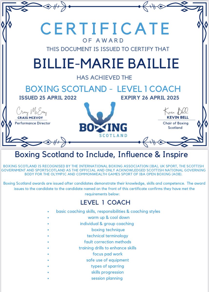 BBaillie06's tweet photo. At the weekend I done my level 1 boxing coaching assessment and passed 🥊😊 https://t.co/Yw2RNSvgnQ