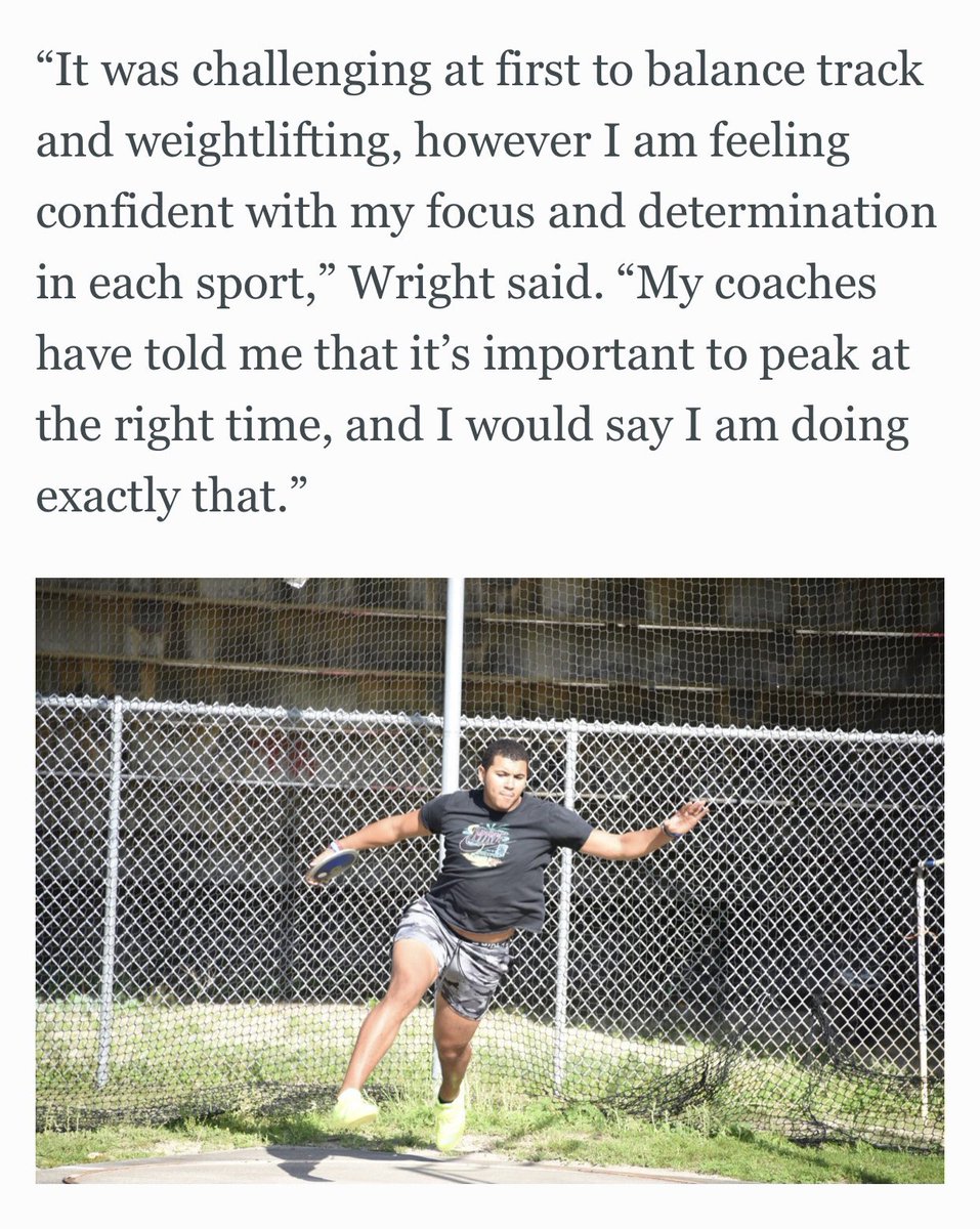 StacyWr1ght's tweet image. Really proud of @devinwright05 for throwing 3 straight PRs at districts to qualify for Regionals in Discus. He currently sits at #5 in the state and #4 in 4A. #JIM