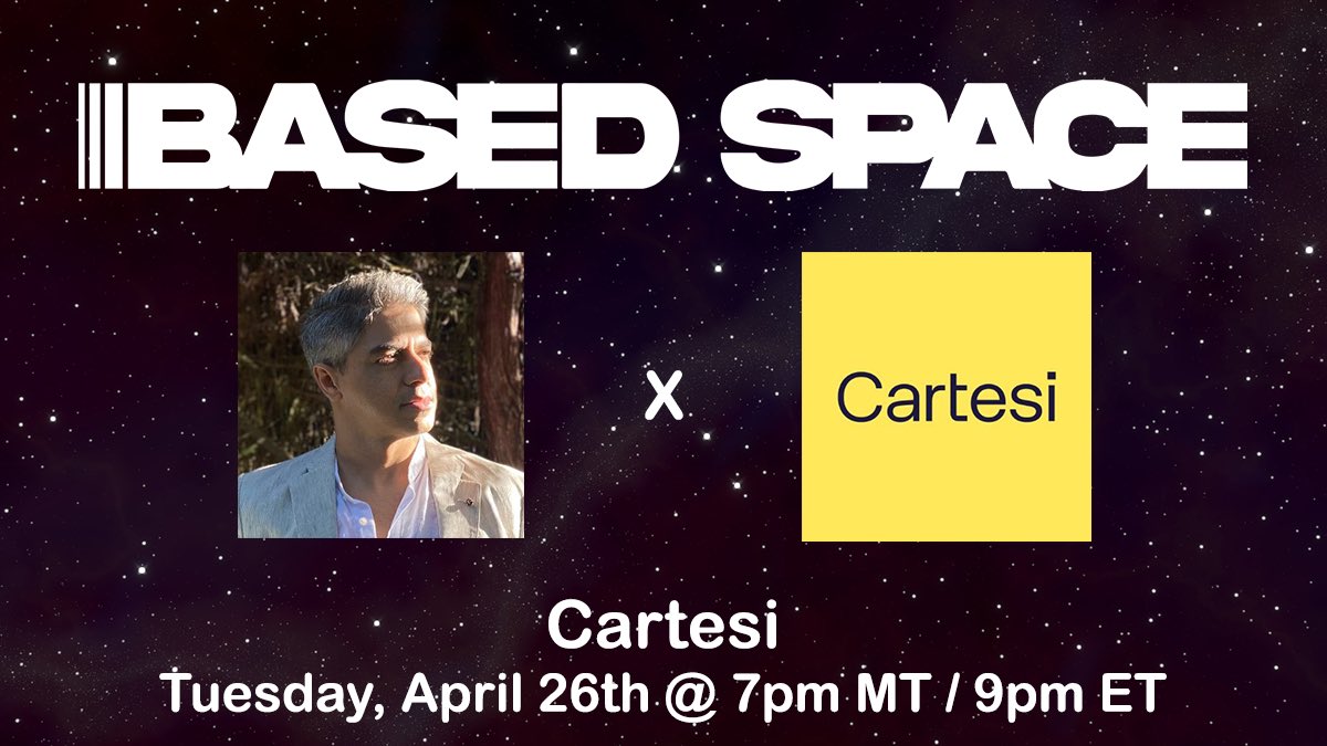 TheCryptoMewtwo's tweet photo. We are excited to announce that @erickdemoura, Founder of @cartesiproject, will be on the #BasedSpace!

📆 April 26th
⏰ 7pm MT / 9pm ET.

#SpacesHost    @TheCryptoMewtwo

⭐️ Co-hosts @LinkTea777 and @ChaseCoins

🧵 Twitter Spaces link below 👇 https://t.co/AgzJ55AG7N