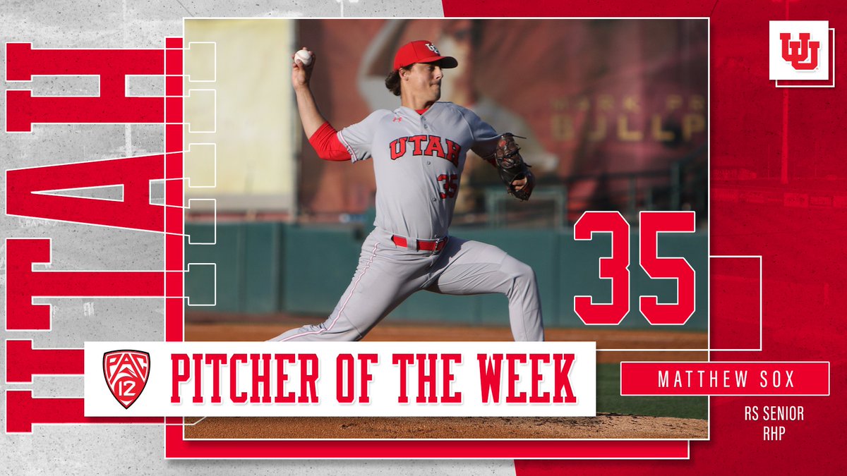 utahbaseball's tweet photo. 👏👏👏 to @Matt_Sox_ on being named @pac12 Pitcher of the Week‼

📰 https://t.co/G6lEgvRiNu

#GoUtes https://t.co/xyZdZ2H2Fd