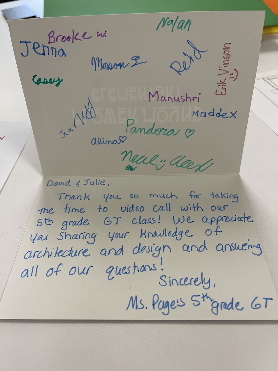 FLXArchitecture's tweet photo. We got the sweetest thank you note from some 5th graders today! https://t.co/a9z6Zt7lM1
