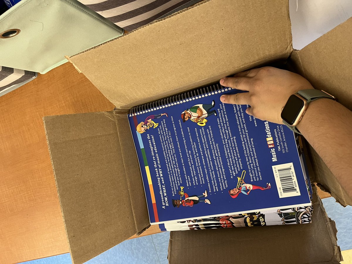 gomezjasr's tweet photo. Super excited to receive this package today! Music FUNdations by #ScottLang &amp; #RobertSheldon @PartoftheMusic 

Can’t wait to use them in my band classes. Thank you so much!!! #MusicMatters #SEL https://t.co/K4pZaYi1HT