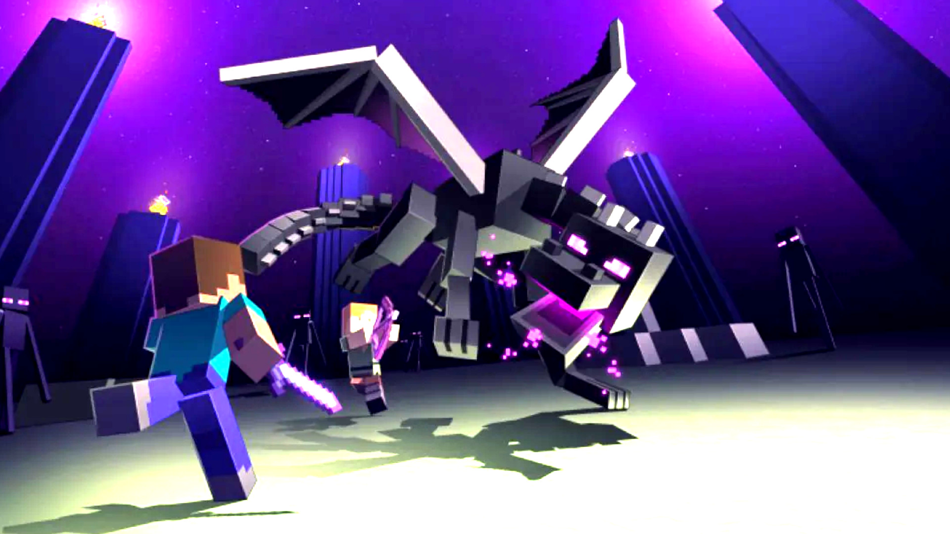 Minecraft Mini-Figure Toy The End Ender Dragon vs. Steve