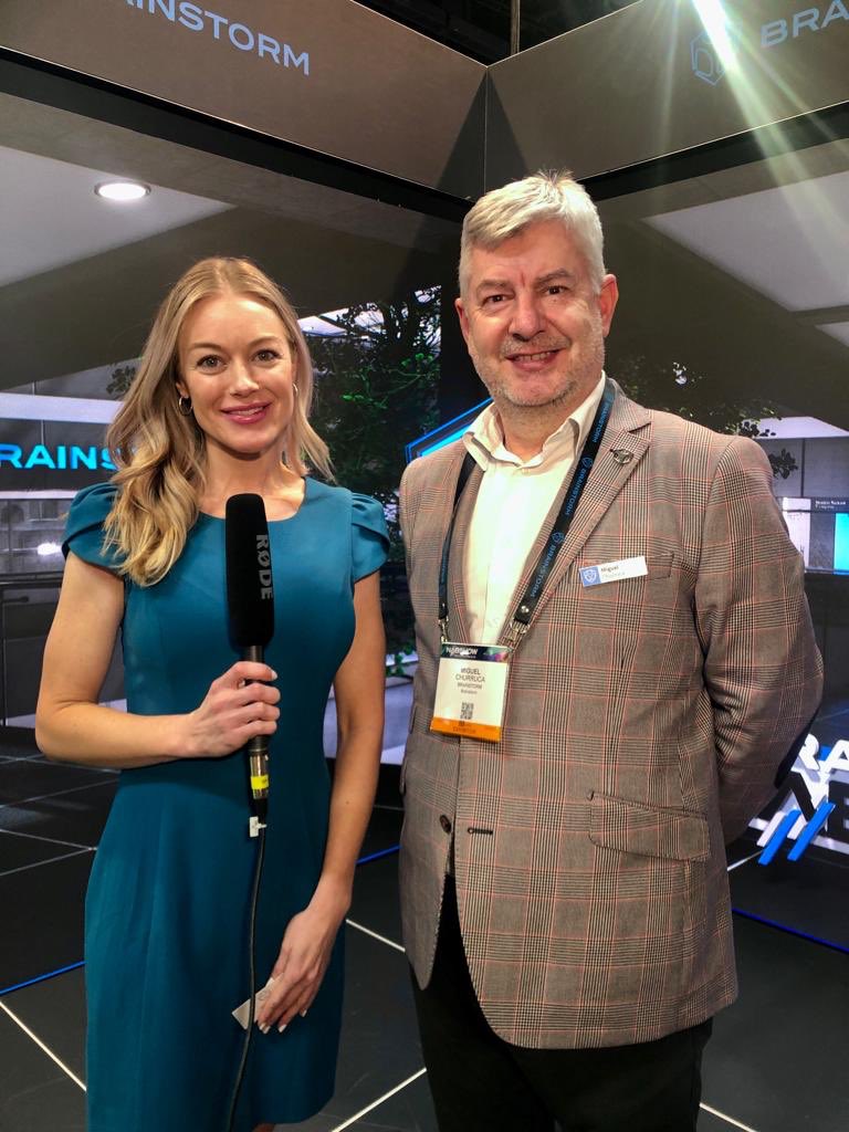 Day 2 filming continues <a href="/NABShow/">NAB Show</a> <a href="/brainstorm3d/">Brainstorm</a> with Miguel Churruca discussing virtual production &amp; graphics services with InBroadcast’s Ashlee Blankenship…