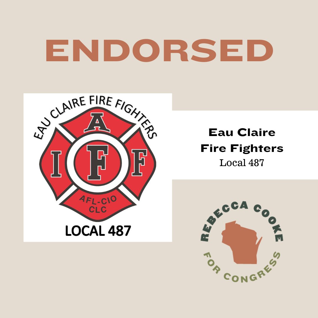 RebeccaforWI's tweet photo. "Rebecca has a strong work ethic, core values and we believe she will do what is right. Local 487 supports her fight to face challenges head on, while being open and transparent throughout her journey." - Local 487  President Taylor Quinnell #iaff #unionstrong #pffw #proact https://t.co/IbdMpOZE7U
