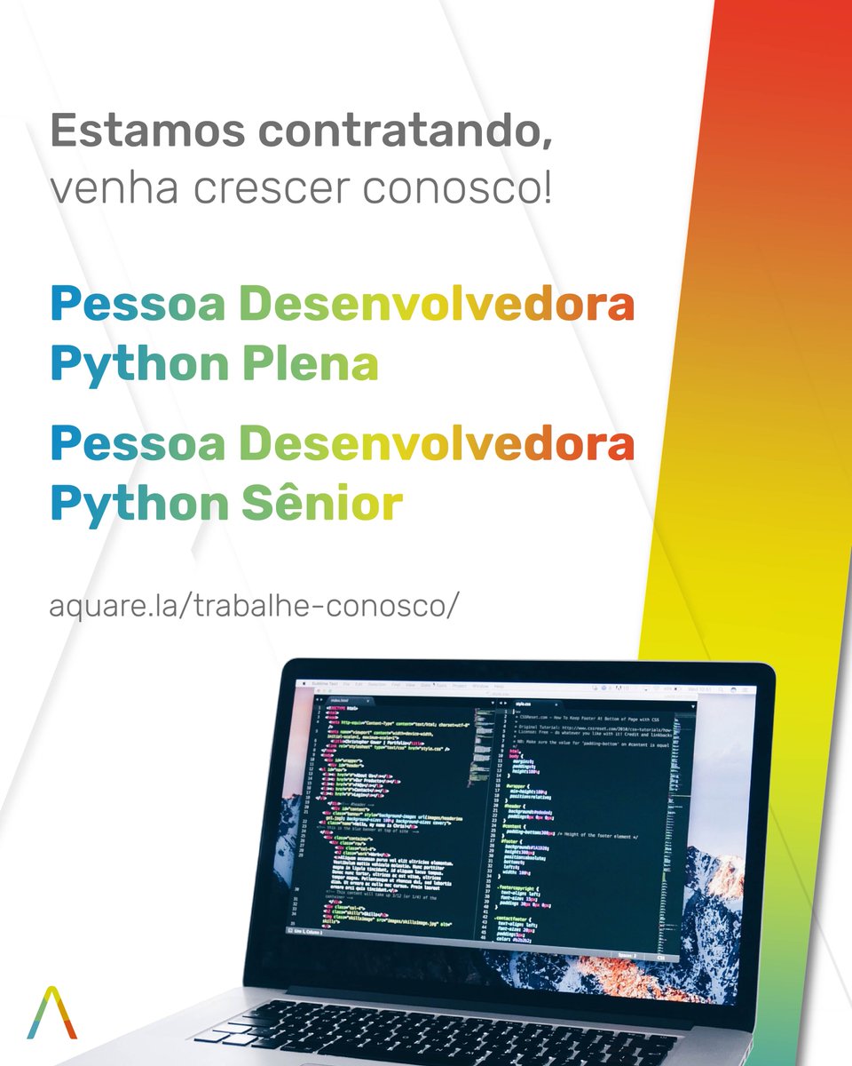 aquare_la's tweet image. Que tal trabalhar do conforto da sua casa com um time multicultural e talentoso?
Estamos com vagas abertas para Pessoa Desenvolvedora Python Plena e Pessoa Desenvolvedora Python Sênior.
Envie o seu currículo:
aquare.la/trabalhe-conos…
#vagas #python #devpython #trabalhoremoto