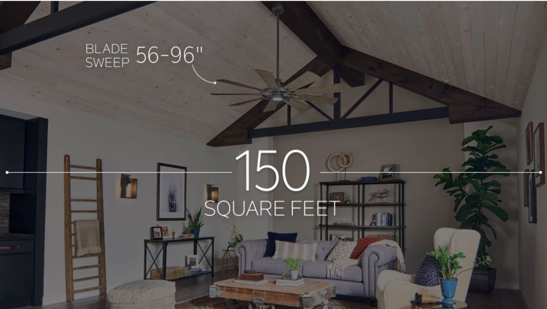Recommended Ceiling Fan Blade Size:  For rooms over 150 square feet use Blades 56” or larger.

Have a room that’s larger than 150 square feet? Consider using multiple smaller fans. 

#celingfans#ceilingfan#fans#fanlight#prioritylighting@kichlerlighting