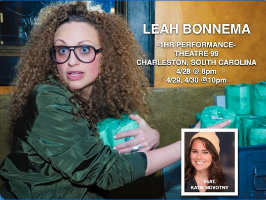 theatre_99's tweet photo. Comedian @LeahBonnema this Thur, Fri &amp; Sat!! You want to see this show. She's hilarious! Tickets at https://t.co/Hu8mLfATD3 @HolyCitySinner @ChasCityPaper #CHS #comedy https://t.co/ReAWtyeBPN