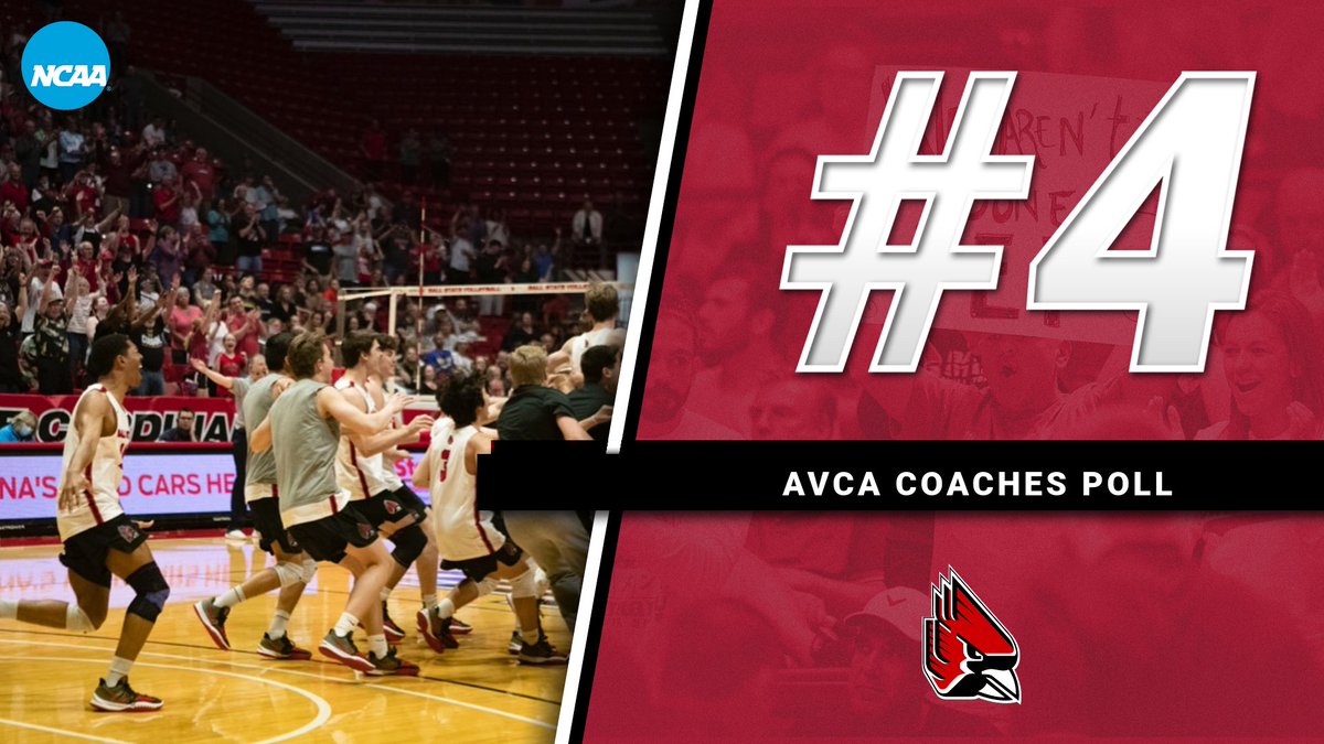 BallStateMVB's tweet photo. 🏐The Cardinals are ranked No. 4 in the latest AVCA Coaches Poll‼️

Highest ranking in program history‼️ https://t.co/ljFMsujs3Q