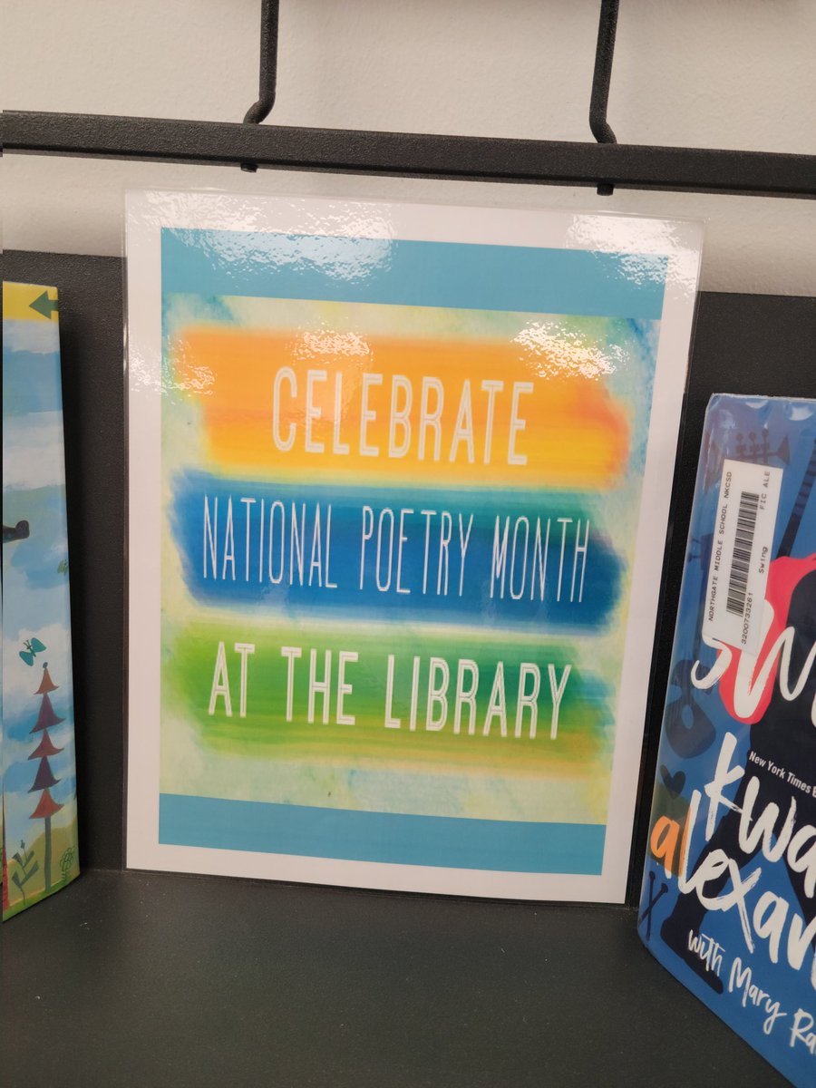 NGMSLibrary's tweet photo. @NGMSgators turn on the creativity with Blackout Poetry for National Poetry Month! Our library is covered! @angiewiegers @NKCSchools #nkclibraries https://t.co/4qR3Y2vZVY