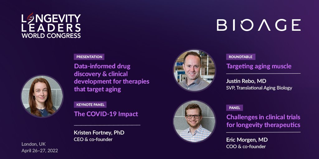We’re thrilled to be attending the <a href="/LongevityLeader/">Longevity Leaders</a> World Congress in🇬🇧 this week. <a href="/bioagelabs/">BioAge</a> leadership will present on topics including clinical trials to target aging, treating muscle aging, &amp; the impact of the pandemic on longevity science!