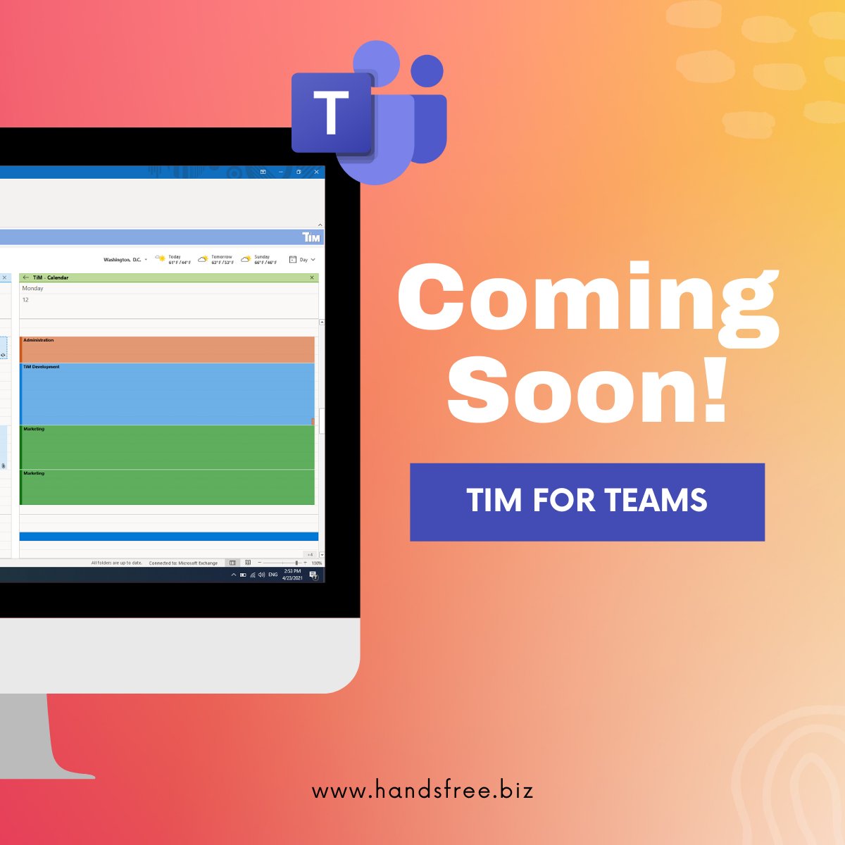 Welcome our New Feature: TiM for Teams! Track your meeting time in just two clicks. Easy as Click Click Done!

#Microsoft #MondayMotivaton #Azure #timemanagement #Teams #microsoftpartner