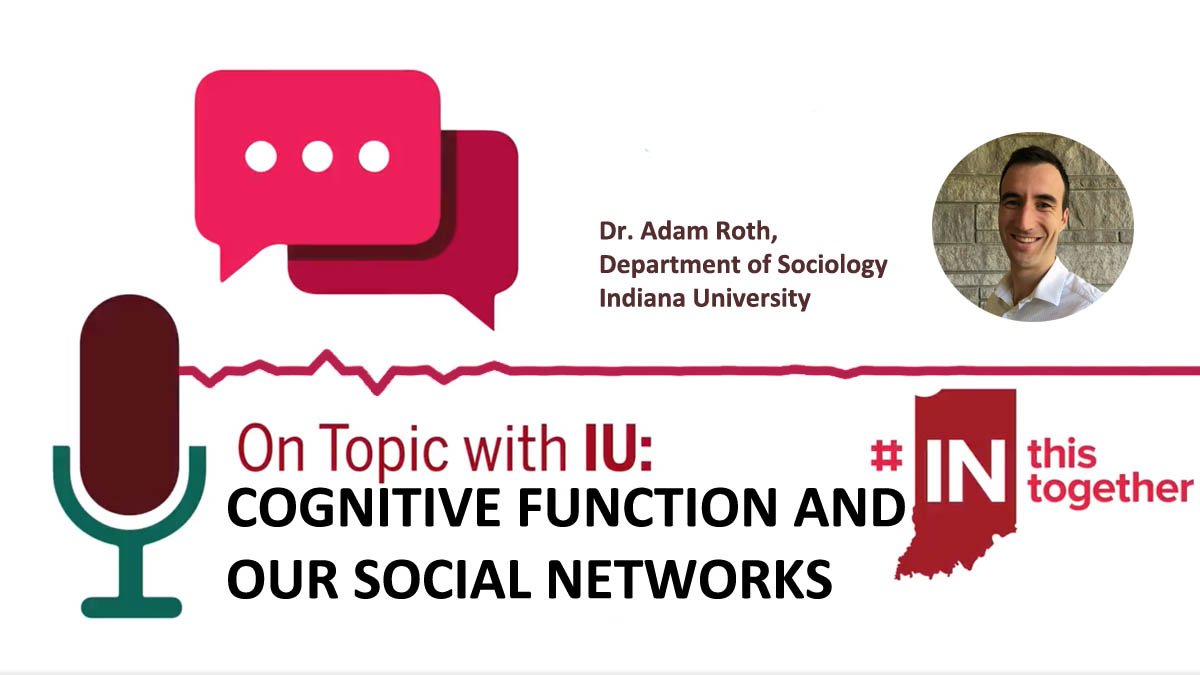 Dr. Adam Roth is studying cognitive function, decline and the personal, face-to-face networks people enjoy.

He discusses his newest research, and says the data suggests greater diversity of our social networks serve us well as we age. Listen and RT.
 
soundcloud.com/on-topic-with-…