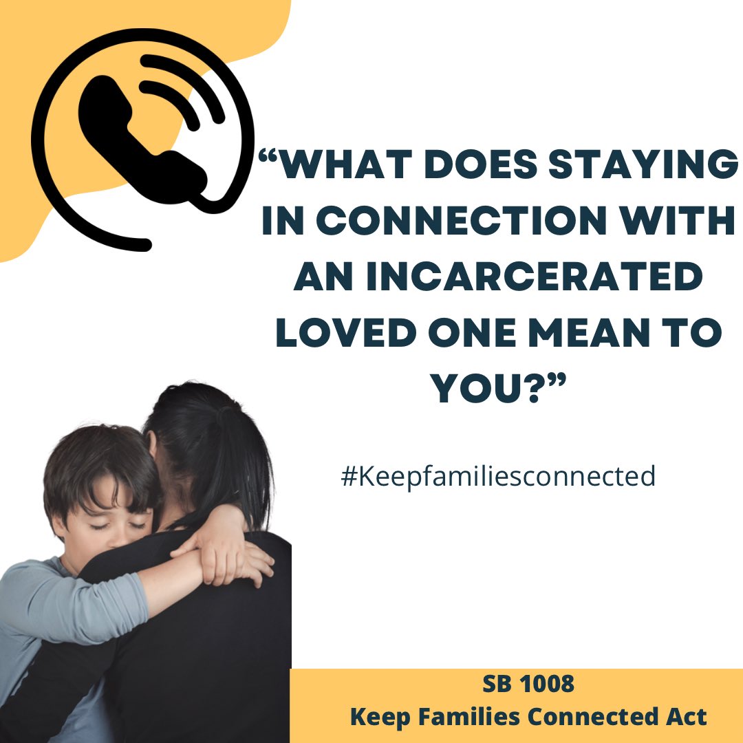 EmpoweringIi's tweet photo. Tomorrow, @Scott_Wiener @sydneykamlager @SteveBradford @NancySkinnerCA @rosilicie will hear about #SB1008, which would make all jail/prison communications free.
 
Tell us, what does staying in connection with an incarcerated loved one mean to you? 
#KeepFamiliesConnected https://t.co/lU37fbT4bU