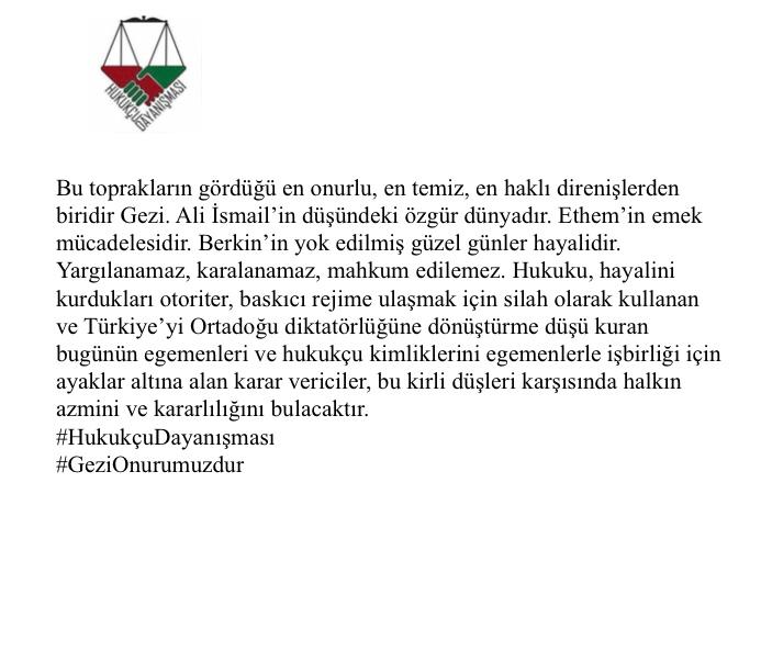 #GeziOnurumuzdur
#HukukçuDayanışması