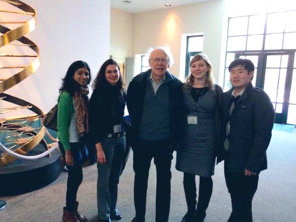 advitinaik's tweet photo. Dug up this picture with James Watson for #DNADay2022 at a cold spring harbor conference in 2010 https://t.co/oiLaYQ5Ddw