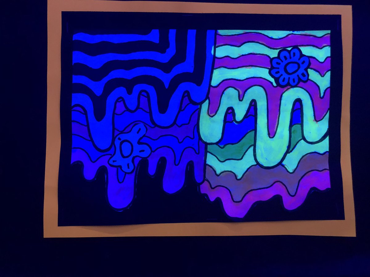 4th Grade created Jen Stark inspired drip designs using neon tempera sticks. So they glow in the dark!!@Hillcrest_BCPS <a href="/HillcrestPTA/">Hillcrest ES PTA</a> <a href="/RTwentey/">Ryan Twentey</a> <a href="/sfisherBCPS/">Sherri Fisher</a>