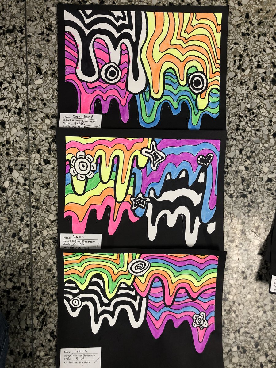llynblack's tweet photo. 4th Grade created Jen Stark inspired drip designs using neon tempera sticks. So they glow in the dark!!@Hillcrest_BCPS @HillcrestPTA @RTwentey @sfisherBCPS https://t.co/arSrFUZUDQ