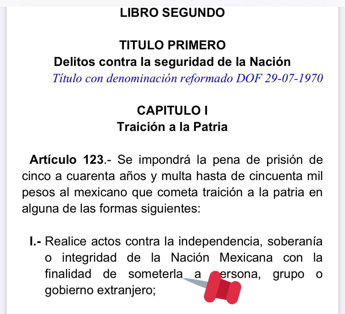 JLozanoA's tweet photo. ⚠️ Mira @mario_delgado: ahora que quieres denunciar legisladores responsables por votar contra su mierda de Reforma Energética, me encontré con esto que le viene como anillo al dedo a @lopezobrador_ tras las revelaciones de Trump. ¿Te animas, héroe nacional?

Código Penal Federal https://t.co/wRFz5QL98l