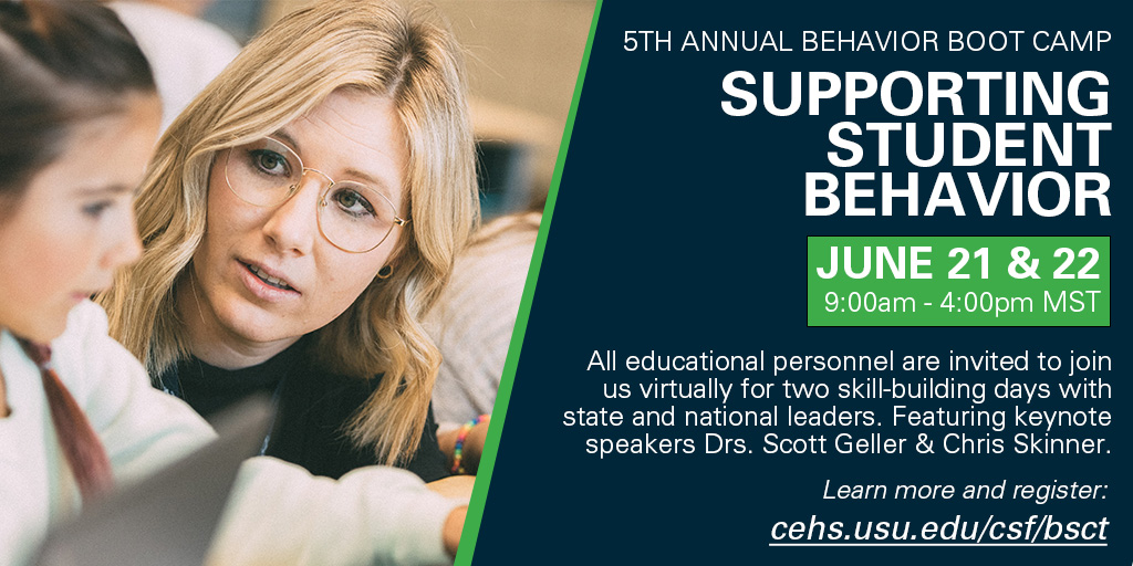 Register today to get the early bird discount rate!
cehs.usu.edu/csf/bsct/index
Retweet to spread the word!
#uted #ided #montanaed #usucsf #behavioralhealth #educators #teachers #elementaryteachers #paraprofessionaleducators #NVEdChat #azedchat #idedchat #utedchat #Montanaedchat