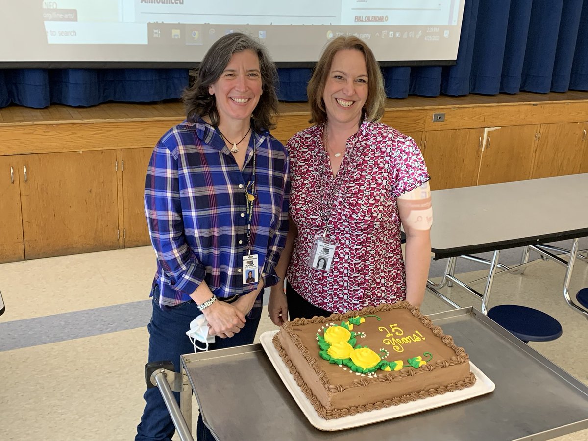 A BIG congratulations and thank you to Mrs. Bingham, Mrs. Cheney, and Mrs. Powers (not pictured) for their 25 years of dedicated service to the West Genesee School District. #championofstudents ⁦<a href="/WestGeneseeCSD/">West Genesee Schools</a>⁩
