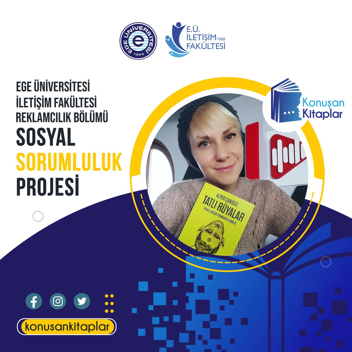 Radyo-TV programcısı, podcaster @esingorur geçtiğimiz yıllarda olduğu gibi bu yıl da projemizin önemli destekçilerinden. Görme engelli dinleyiciler için Alper Canıgüz'ün "Tatlı Rüyalar" isimli kitabını seslendirdi. En içten teşekkürlerimizle. <a href="/iletisimege1968/">E.Ü. İletişim Fakültesi</a> #konusankitaplar2022