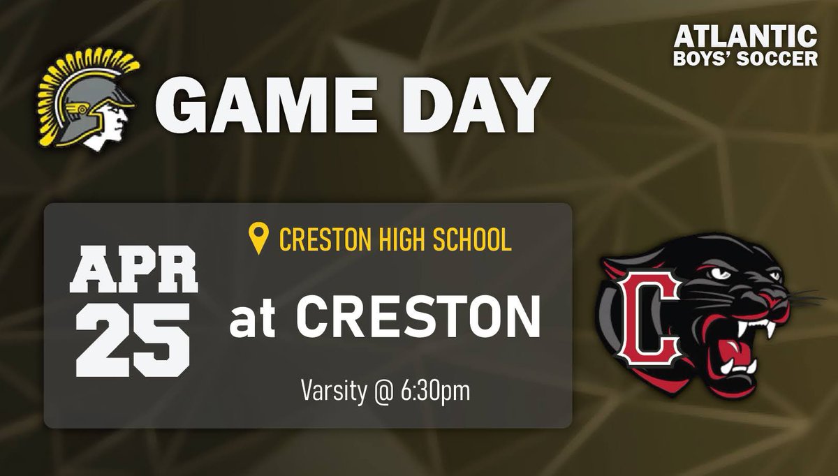 Boys soccer game at 6:30pm, in Creston!!!