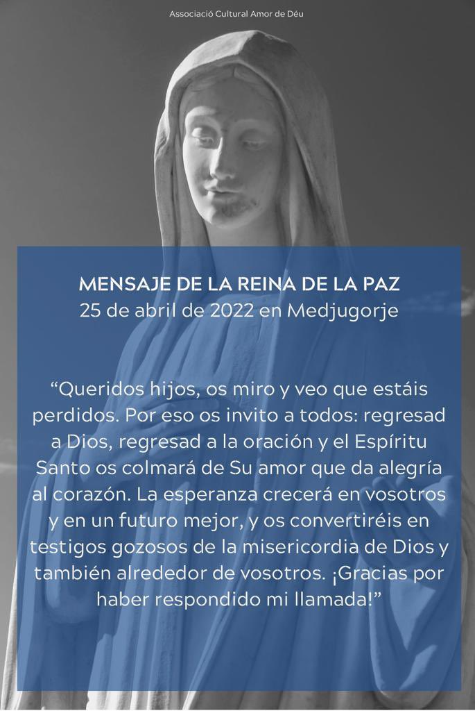 Medjugorje_ES's tweet photo. Mensaje del 25 de abril de 2022 en Medjugorje ❤️😘 https://t.co/tYi3qMod67