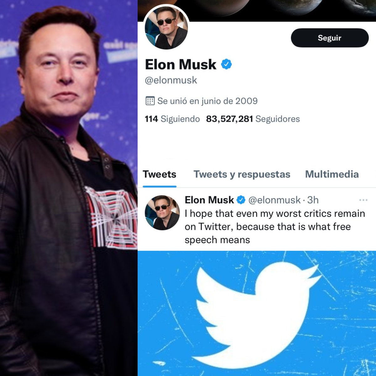 ÚLTIMA HORA. Elon Musk es el NUEVO DUEÑO de Twitter. El hombre más rico del mundo compró la red social que estás utilizando en este momento por aproximadamente  44 billones de dólares. Quiere libertad de expresión, derrotar a los spam bots y autentificar a todos los humanos.