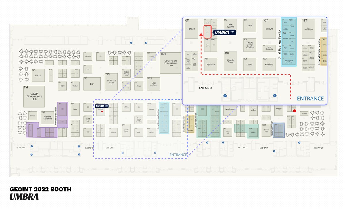 Nothing worse than being lost. Don’t worry. We’ve got you covered. Here’s a map to Umbra’s booth (#711) at GEOINT. If you’re still lost, DM us. We’ll rescue you. No questions asked. No judgment passed. #geoint2022 @GEOINTsymposium