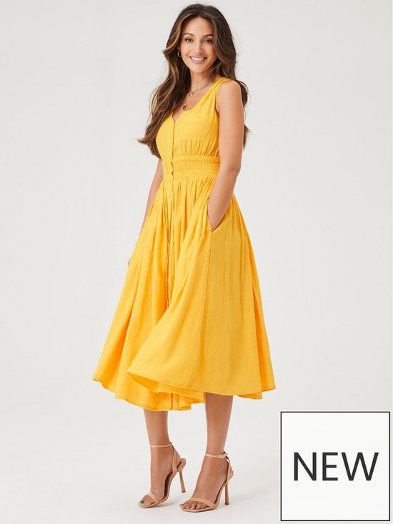 MichKeeganxFans's tweet photo. Linen Button Through Midi Dress - Yellow   #veryuk  #MichelleKeegan https://t.co/l1SkCgjkLt