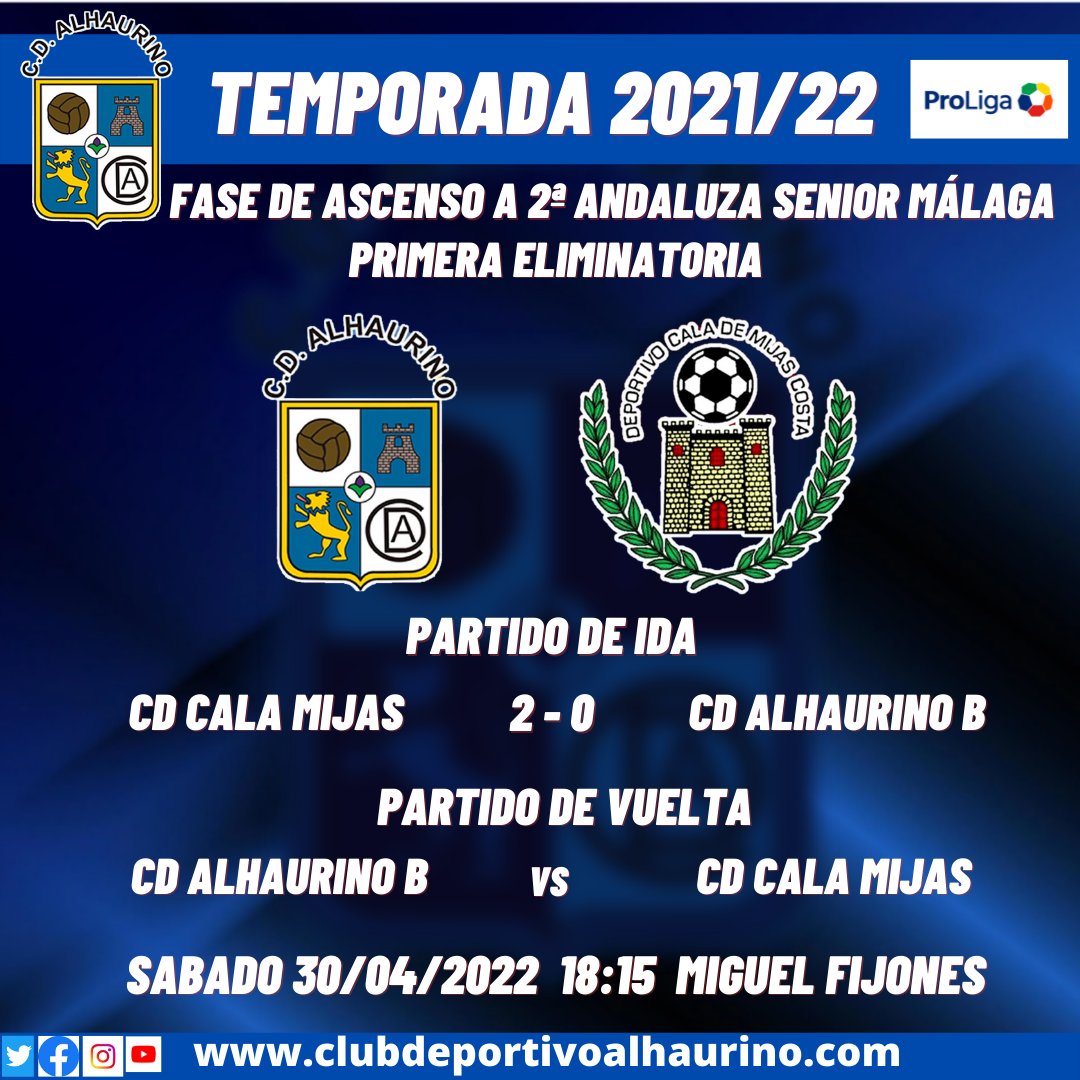 CD_Alhaurino's tweet photo. 🏆  𝗙𝗮𝘀𝗲 𝗱𝗲 𝗔𝘀𝗰𝗲𝗻𝘀𝗼 𝟮ª 𝗔𝗻𝗱𝗮𝗹𝘂𝘇𝗮 𝗦𝗲𝗻𝗶𝗼𝗿

➡️ Ya tenemos horario para este trascendental partido de vuelta en nuestra casa.

Los chicos dirigidos por Manito tienen que remontar una desventaja de dos goles para pasar de ronda.

💙 #AlhaurinoooBien https://t.co/8PuUnP84LT
