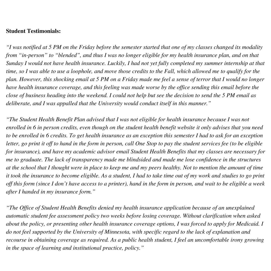 UMN SPH Student Senate tweet media