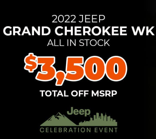 Shavercjdr's tweet photo. There's still time to join us for the Jeep Celebration Event at Shaver!

Take advantage of great offers like $3,500 off MSRP on a 2022 Jeep Grand Cherokee WK!

This event ends May 2, so don't delay! Browse our inventory here: https://t.co/5JoHuO6WWp https://t.co/DzyN5Hxb56