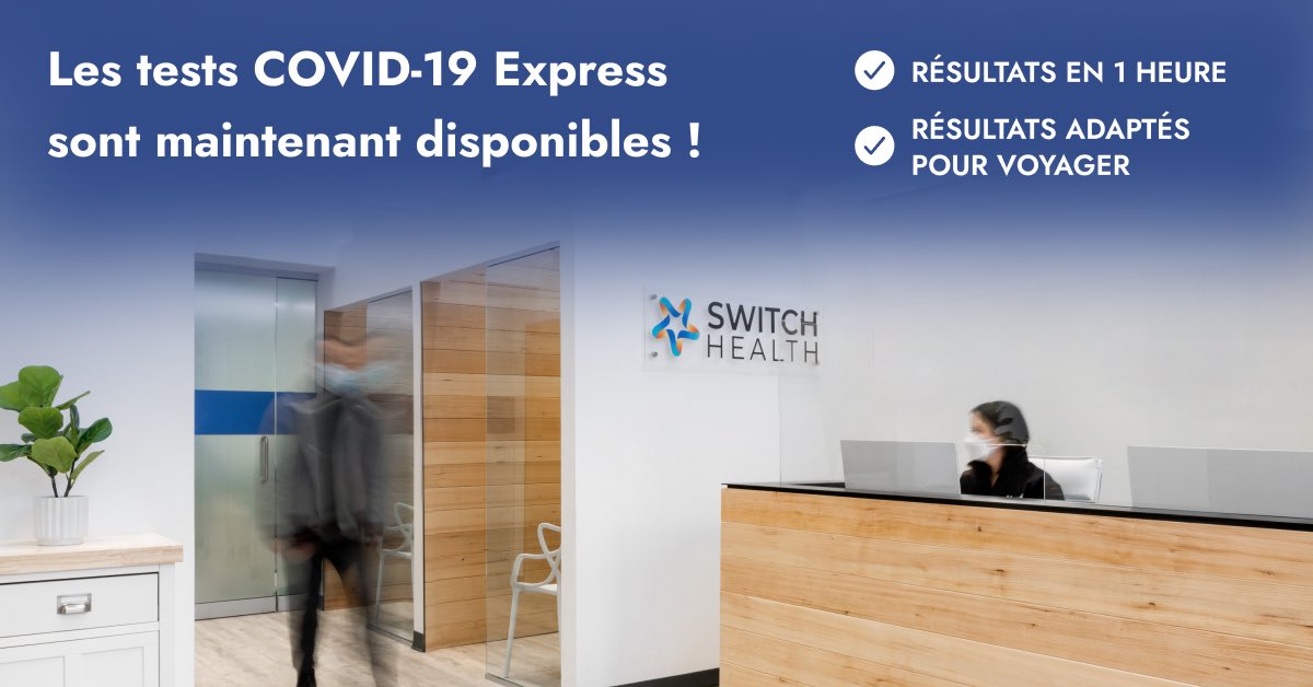 Les tests COVID-19 Express sont maintenant disponibles avec des résultats en 1 heure ! Réservez maintenant !

switchhealth.ca/fr/clinics/