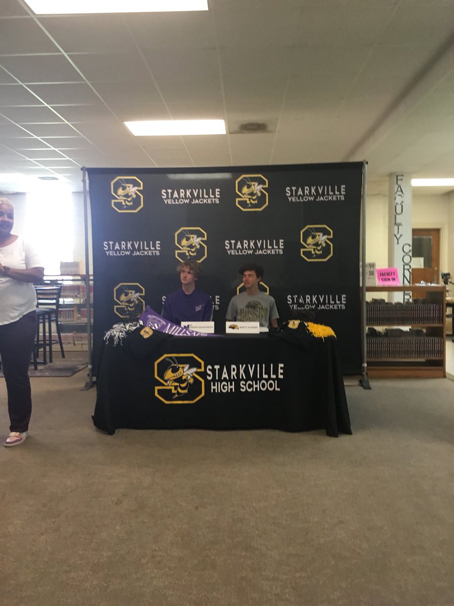 sdndannyp's tweet photo. Kenny Dean Smith (Millsaps College) and Rhett Schimpf (Southern Mississippi) are Starkville High School track runners are signing to run at next level. https://t.co/mvs2QpbPY8
